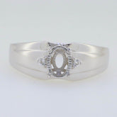 Men's Sterling Silver Semi Mount Ring Setting Oval OV 8x6mm White Topa - Syzjewelry